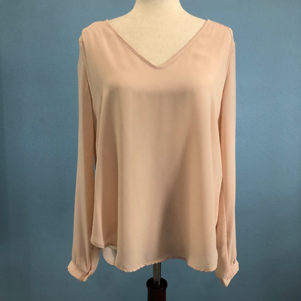 Pink Blouse - V Neck - Sheer - Excellent Condition - Size Medium - Lush